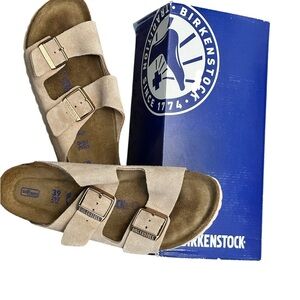Birkenstock Tan Suede Sandals Soft footbed